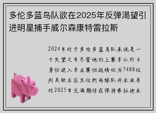 多伦多蓝鸟队欲在2025年反弹渴望引进明星捕手威尔森康特雷拉斯